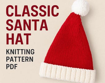 Santa Hat Knitting Pattern PDF | Easy Christmas Hat Tutorial