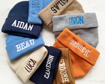 Custom Beanie Custom Logo/Text Hats, Personalized Embroidery Hat,Text Knit Hat,Winter Hat,Womens Beanie,Mens Winter Hat, Family Matching hat