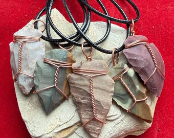 Arrowhead Pendant, Handwrapped in Pure Copper on Simple Cord