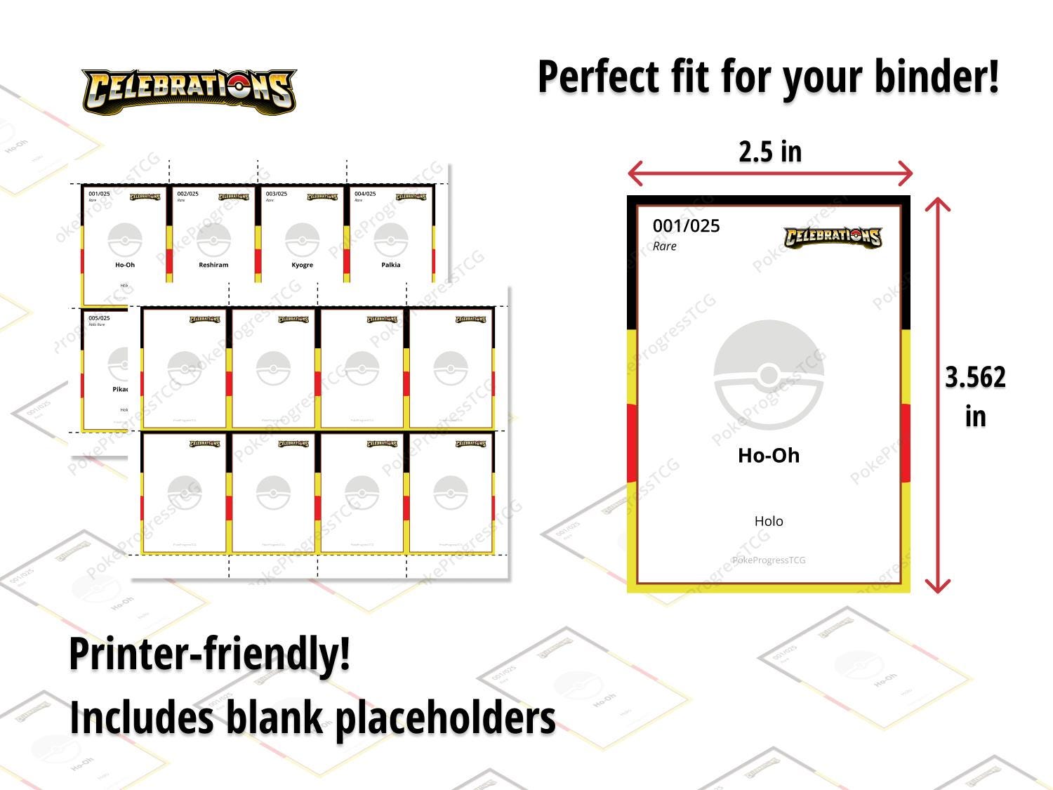 Sword and Shield | Celebrations - Master Set & Complete Set Checklists +  Binder Placeholders | Printable Pokemon TCG Accessories | DIGITAL - Etsy