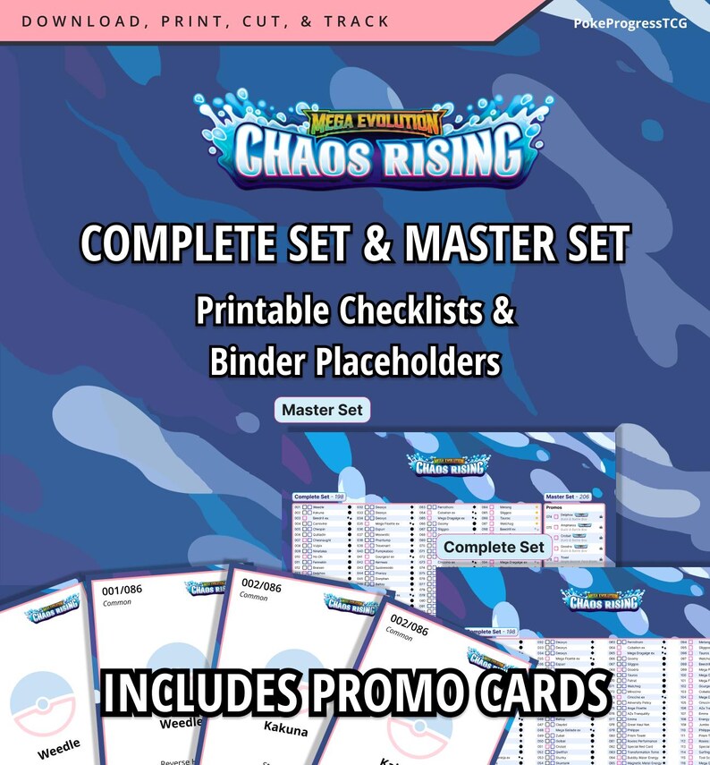 Mega Evolution TCG | Chaos Rising Master Set & Complete Set Checklists ...
