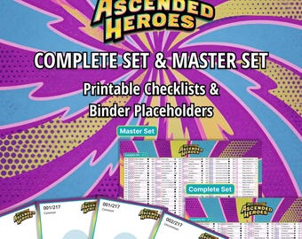 Mega Evolution | Ascended Heroes Master Set & Complete Set Checklists + Binder Placeholders | Ascended Heroes TCG Printable Checklist