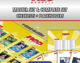 Neo Genesis Master Set and Complete Set Checklists + Binder Placeholders | 1st Edition & Unlimited | WOTC