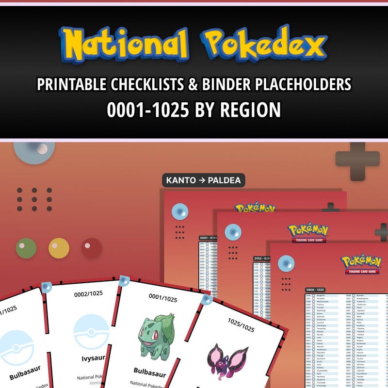 Pokedex Checklist.pdf National Pokedex Binder - Etsy