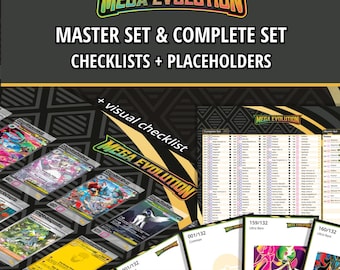 Mega Evolution Base Set Master Set and Complete Set Binder Placeholders + Printable Checklist | Pokémon TCG | PDF Digital Download