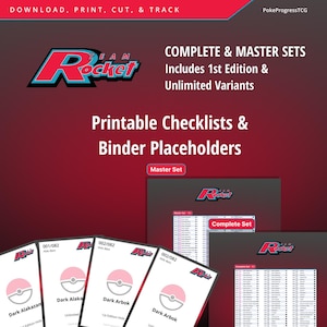 Pokemon TCG | Team Rocket Master Set & Complete Set Checklists + Binder Placeholders | 1st Edition and Unlimited | WOTC | Vintage Pokemon