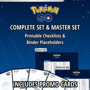 Zwaard en schild | Pokemon GO: controlelijst masterset en complete set + tijdelijke aanduidingen voor mappen | Afdrukbare Pokemon TCG-accessoires DIGITAL