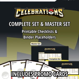 Sword and Shield | Celebrations - Master Set & Complete Set Checklists + Binder Placeholders | Printable Pokemon TCG Accessories | DIGITAL
