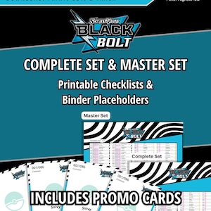 Scarlet and Violet | Black Bolt - Master Set & Complete Set Checklists + Binder Placeholders | DIGITAL Product | Pokemon TCG