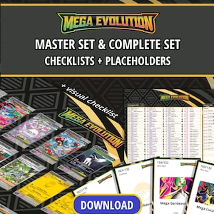 Mega Evolution Base Set Master Set and Complete Set Binder Placeholders + Printable Checklist | Pokémon TCG | PDF Digital Download