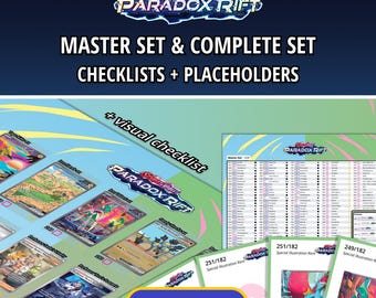 Paradox Rift Master Set and Complete Set Binder Placeholders + Printable Checklist | Scarlet & Violet Pokémon TCG | PDF Digital Download