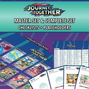 Journey Together Master Set and Complete Set Binder Placeholders + Printable Checklist | Scarlet & Violet Pokémon TCG | PDF Digital Download