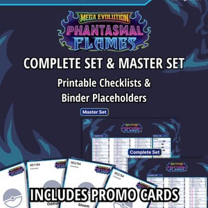 Mega Evolution | Phantasmal Flames Master Set & Complete Set Checklists + Binder Placeholders | Phantasmal Flames Printable Checklist