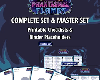 Mega Evolution | Phantasmal Flames Master Set & Complete Set Checklists + Binder Placeholders | Phantasmal Flames Printable Checklist