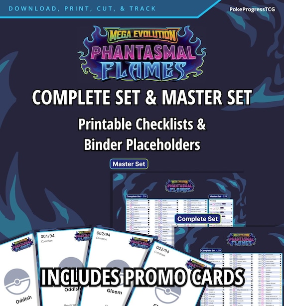 Mega Evolution | Phantasmal Flames Master Set & Complete Set Checklists + Binder Placeholders | Phantasmal Flames Printable Checklist - Etsy Mega Evolution | Phantasmal Flames Master Set & Complete Set Checklists + Binder Placeholders | Phantasmal Flames Printable Checklist - Etsy