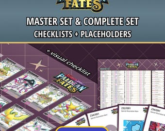 Paldean Fates Master Set and Complete Set Binder Placeholders + Printable Checklist | Scarlet & Violet Pokémon TCG | PDF Digital Download