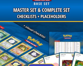 Base Set Master Set & Complete Set Checklists + Binder Placeholders | 1st Edition, Shadowless, and Unlimited | WOTC