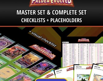 Paldea Evolved Master Set and Complete Set Binder Placeholders + Printable Checklist | Scarlet & Violet Pokémon TCG | PDF Digital Download
