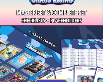 Chaos Rising Master Set and Complete Set Binder Placeholders + Printable Checklist | Mega Evolution Pokémon TCG | PDF Digital Download