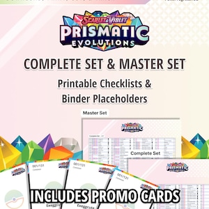 Scarlet and Violet | Prismatic Evolutions - Master Set & Complete Set Checklists + Binder Placeholders | DIGITAL Product | Pokemon TCG