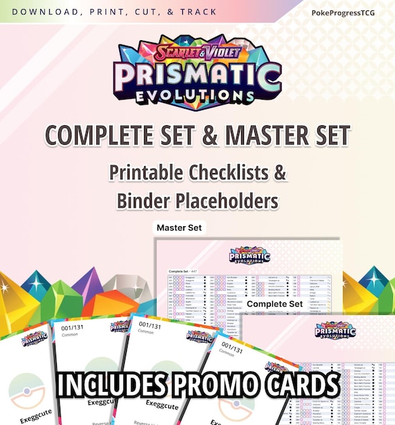 Scarlet and Violet | Prismatic Evolutions - Master Set & Complete Set  Checklists + Binder Placeholders | DIGITAL Product | Pokemon TCG - Etsy