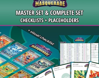 Segnaposto per raccoglitore del set principale e del set completo di Twilight Masquerade + lista di controllo stampabile / Scarlet & Violet TCG / Download digitale in PDF