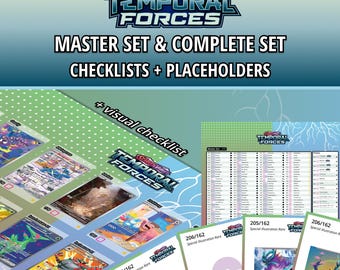 Temporal Forces Master Set and Complete Set Binder Placeholders + Printable Checklist | Scarlet & Violet Pokémon TCG | PDF Digital Download