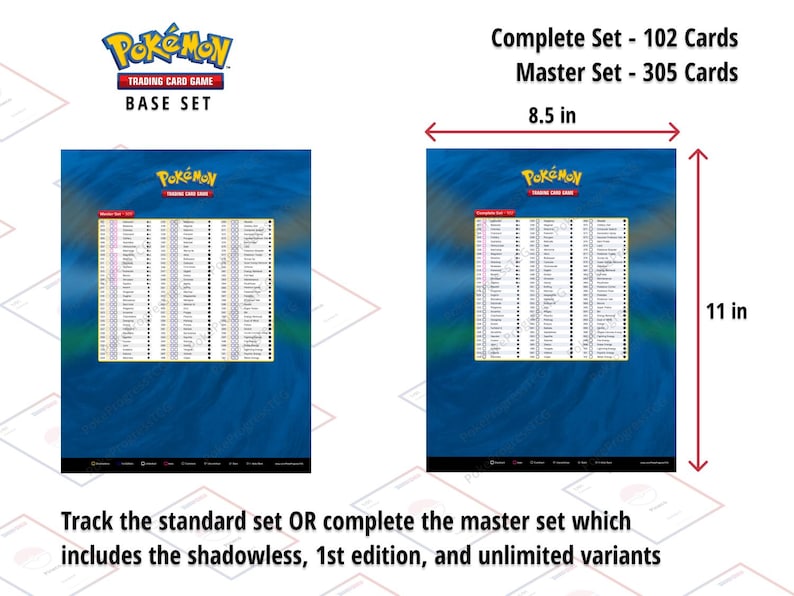 Pokemon TCG | Base Set Master Set & Complete Set Checklists + Binder ...