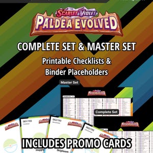 Scarlet and Violet / Paldea Evolved - Set Master e Set Completo - Liste di controllo + Segnaposto per raccoglitore / Stampabile - Prodotto DIGITALE / Pokemon TCG