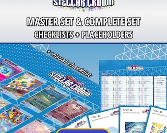 Stellar Crown Master Set and Complete Set Binder Placeholders + Printable Checklist | Scarlet & Violet Pokémon TCG | PDF Digital Download