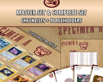Fossil Master Set & Complete Set Checklists + Binder Placeholders | 1st Edition and Unlimited | WOTC
