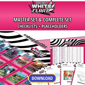 White Flare Master Set und Complete Set Ordner-Platzhalter + Druckbare Checkliste | Scarlet & Violet Pokémon TCG | PDF-Download