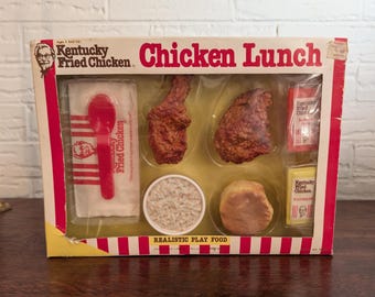 Vintage 1988 Kentucky Fried Chicken Chicken Lunch Play Food Set | KFC Toy Food | Colonel Sanders Collectible | Fast Food Memorabilia