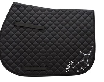 Virgo Zodiac Saddle Pad Celestial Horse Pad with Rhinestone Constellation