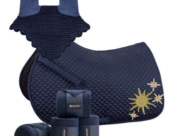 Custom Navy Constellation Saddle Pad Set – Pad, Bonnet & Polos