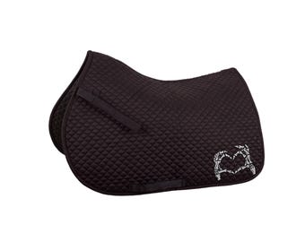 Skeleton Hands Heart Saddle Pad - Quilted Halloween Equestrian Pad