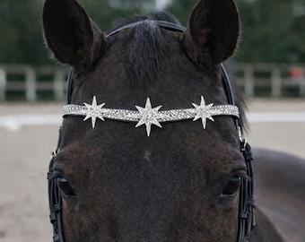 Luxury Rhinestone Dressage Browband – Custom Star Crystal Show Bridle