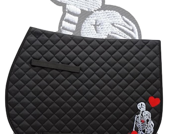 Love You to Death Skeleton Valentine Saddle Pad