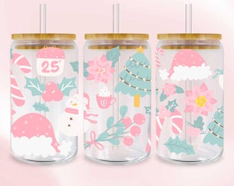 Papel de embrulho rosa de Natal - Transferências UV DTF coloridas e de fácil aplicação com permanentes.