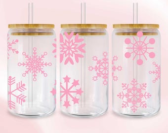 Adesivo Pink Snowflakes - Transferência UV DTF em Cores Vibrantes, Fácil Aplicação e Permanente