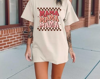 Mama Checker Hearts - Pełnokolorowy, żywy, gotowy do druku transfer DTF