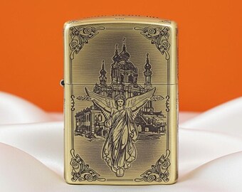 Zippo Angel Emblem Lighter, Church Engraved Zippo, Religious