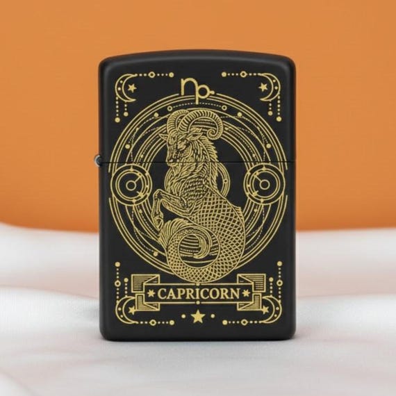Zippo 山羊座刻印ライター、カスタムパーソナライズ星座ライター、刻印 