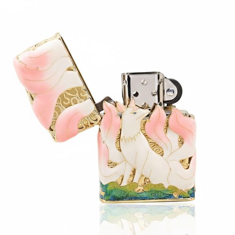 Zippo Kitsune Nine Tailed Fox Lighter - Enamel Art Zippo , 3D Deep