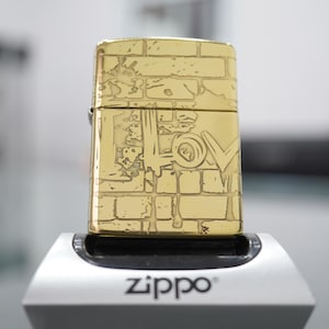 &quot;Individuell graviertes &quot;&quot;I Love You&quot;&quot; Zippo, Zippo-Rüstungsfeuerzeug, Messingfeuerzeug, 5-seitige Gravur, personalisiertes Geschenk zum Jahrestag.&quot;