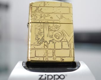 Zippo Lighter "I Love You" Engraved , Zippo armor lighter, Brass Lighter, 5-Sided Engraving, Personalized Gift for Anniversary