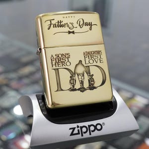 Zippo lighter, Zippo Armor engraved with father&#39;s day theme