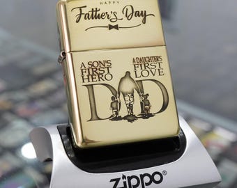 Accendino Zippo con incisione "Festa del papà", custodia Zippo Armor personalizzata di ZippoCraft