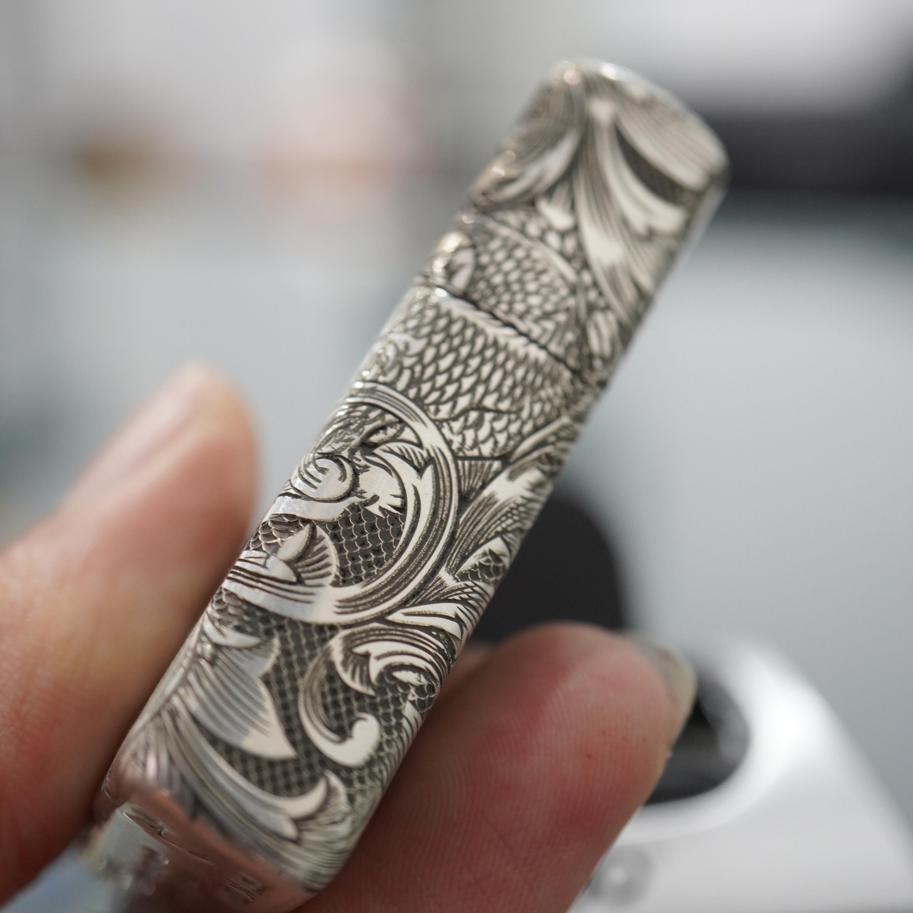 Zippo Sterling Silver Dragon Lighter Hand Engraved - Solid Silver 