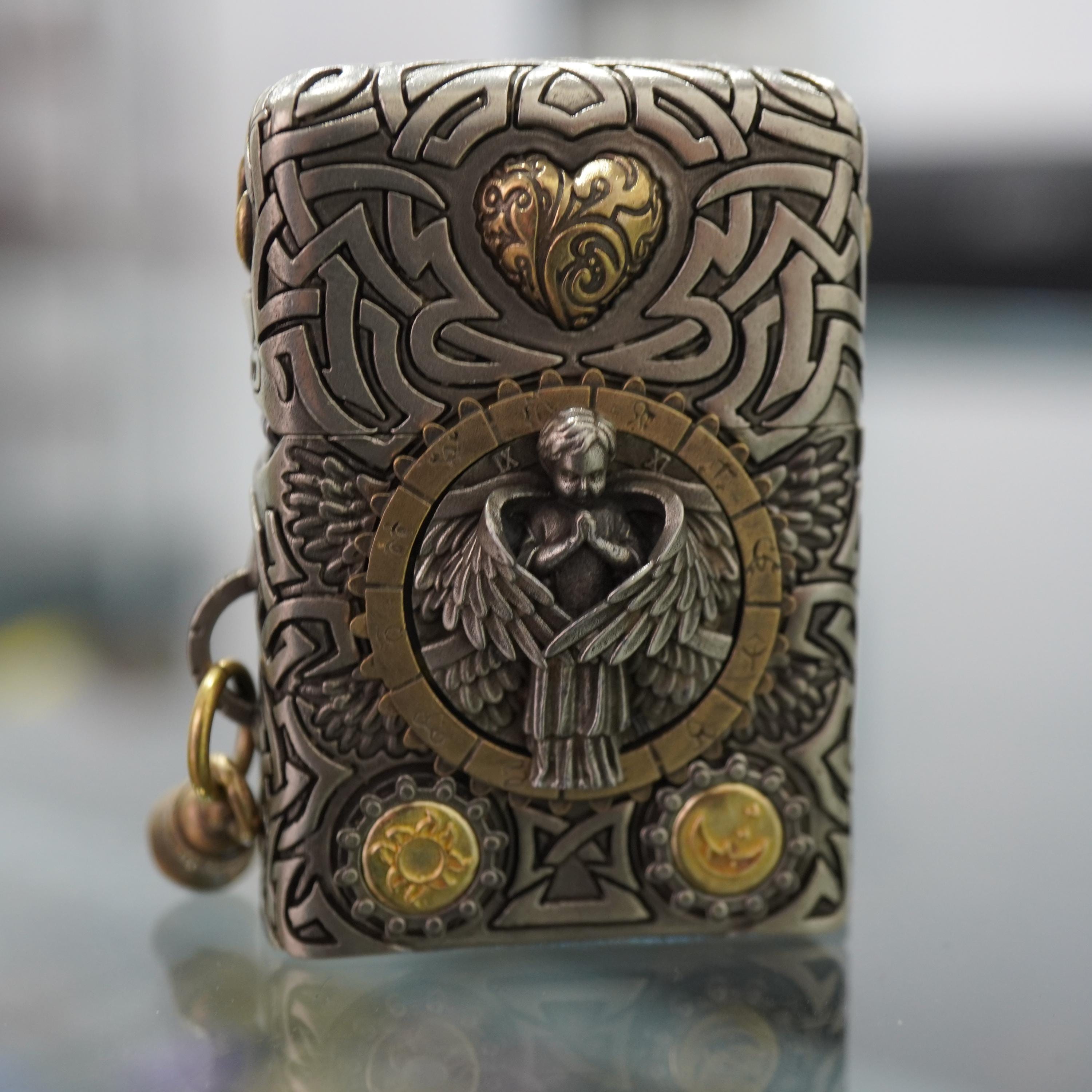 Zippo Celtic Knotwork Lighter, Angel Wing Heart & Tree of Life